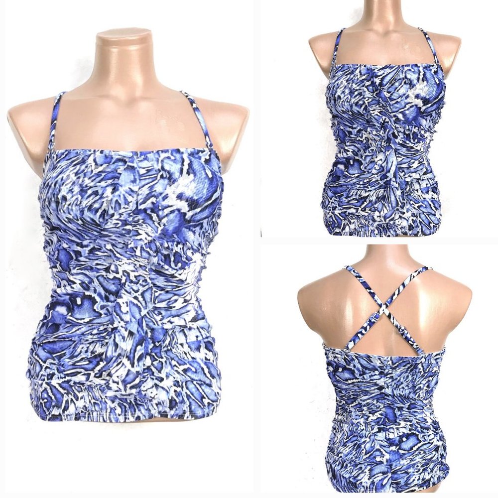 BE CREATIVE Ruched Mesh Bodice Tankini top - Picture 11 of 11